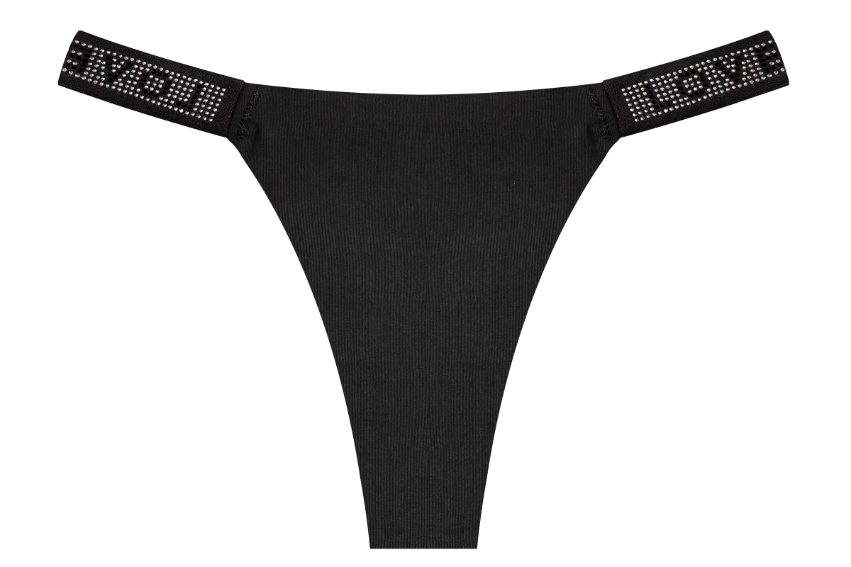 New Women's Smooth Low Waist Sexy Panties Women Thongs Rhinestones Letter Diamonds G-string Sports Thong Briefs T-back Shiny