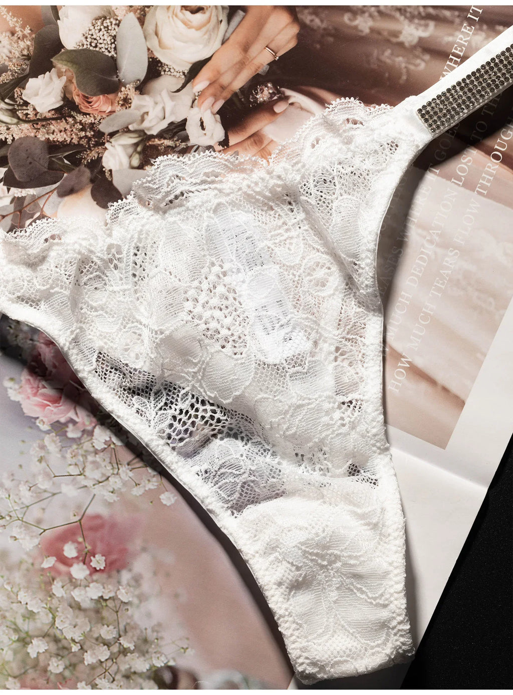 Lace Sexy Girls Women Panties Seamless Underwear Rhinestone G String Letter Transparent Thong For Female Low Rise Ladies Briefs