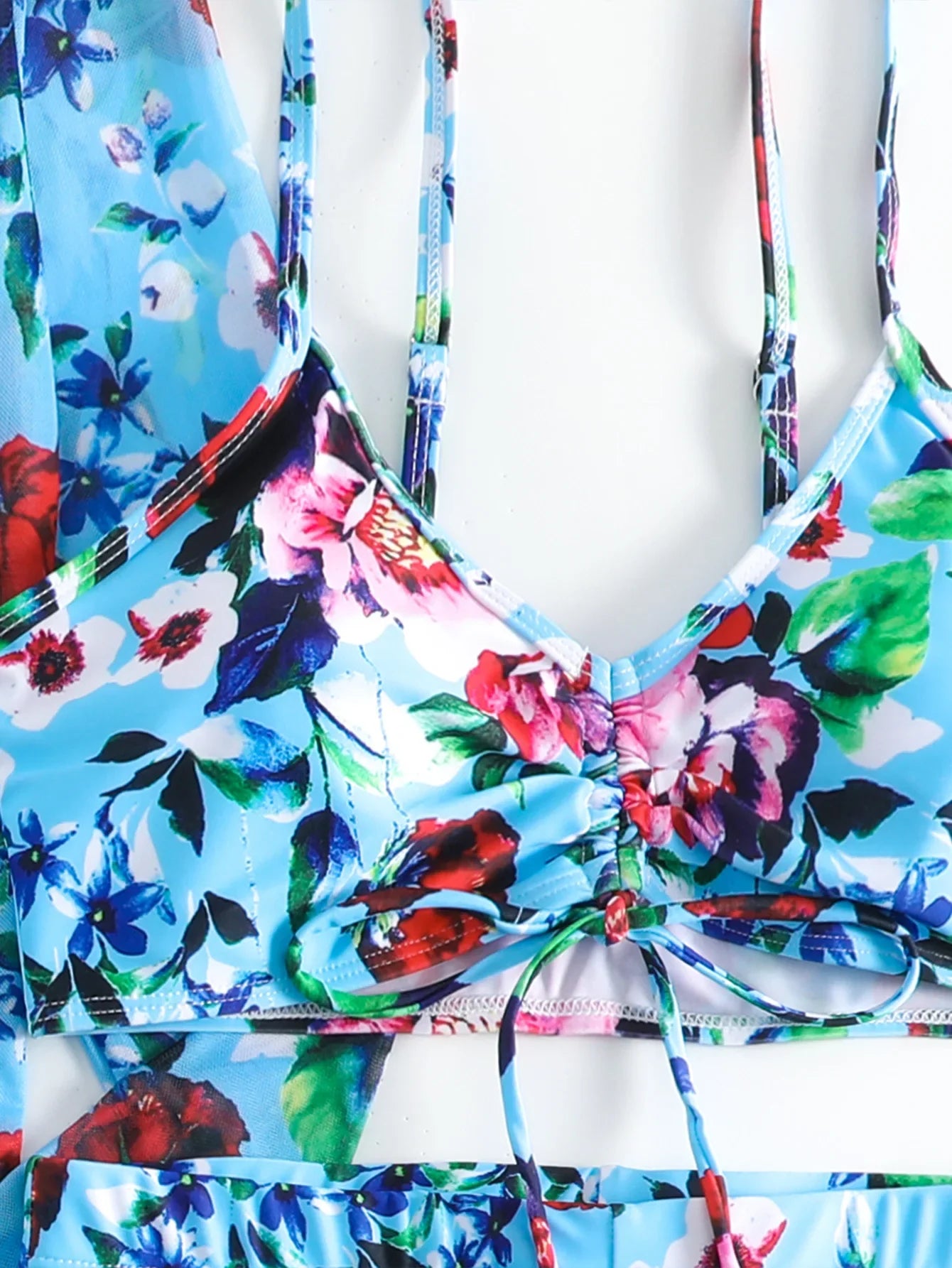 New Sexy 3 Pieces Suit for Women Neck Hanging Bikini Set+Cover-up Swimwear Sunproof Tankini High Waist Shorts Swimsuit Beachwear