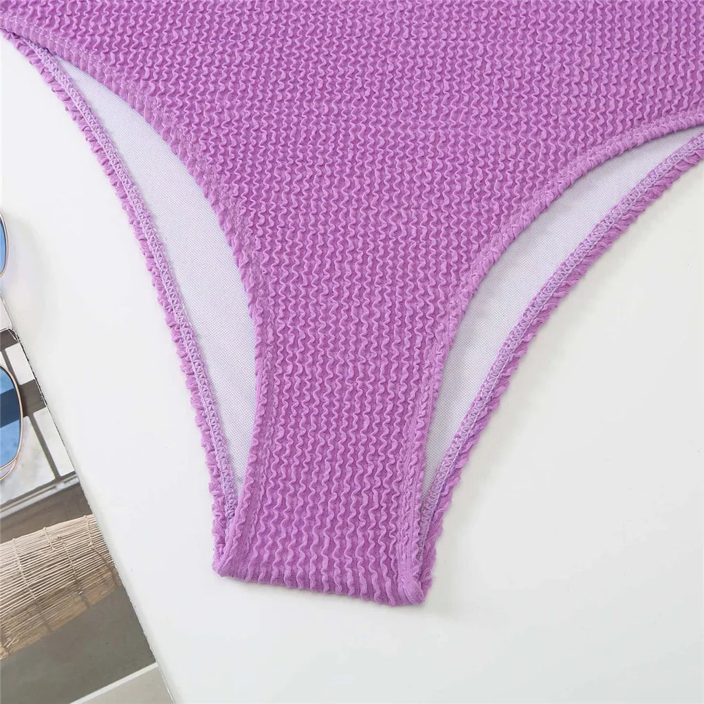 S - XL Crinkled Bikini Push Up Swimsuit Female Swimwear Women Two-pieces Bikini set With Bra Cup Bather Bathing Suit Swim V4886