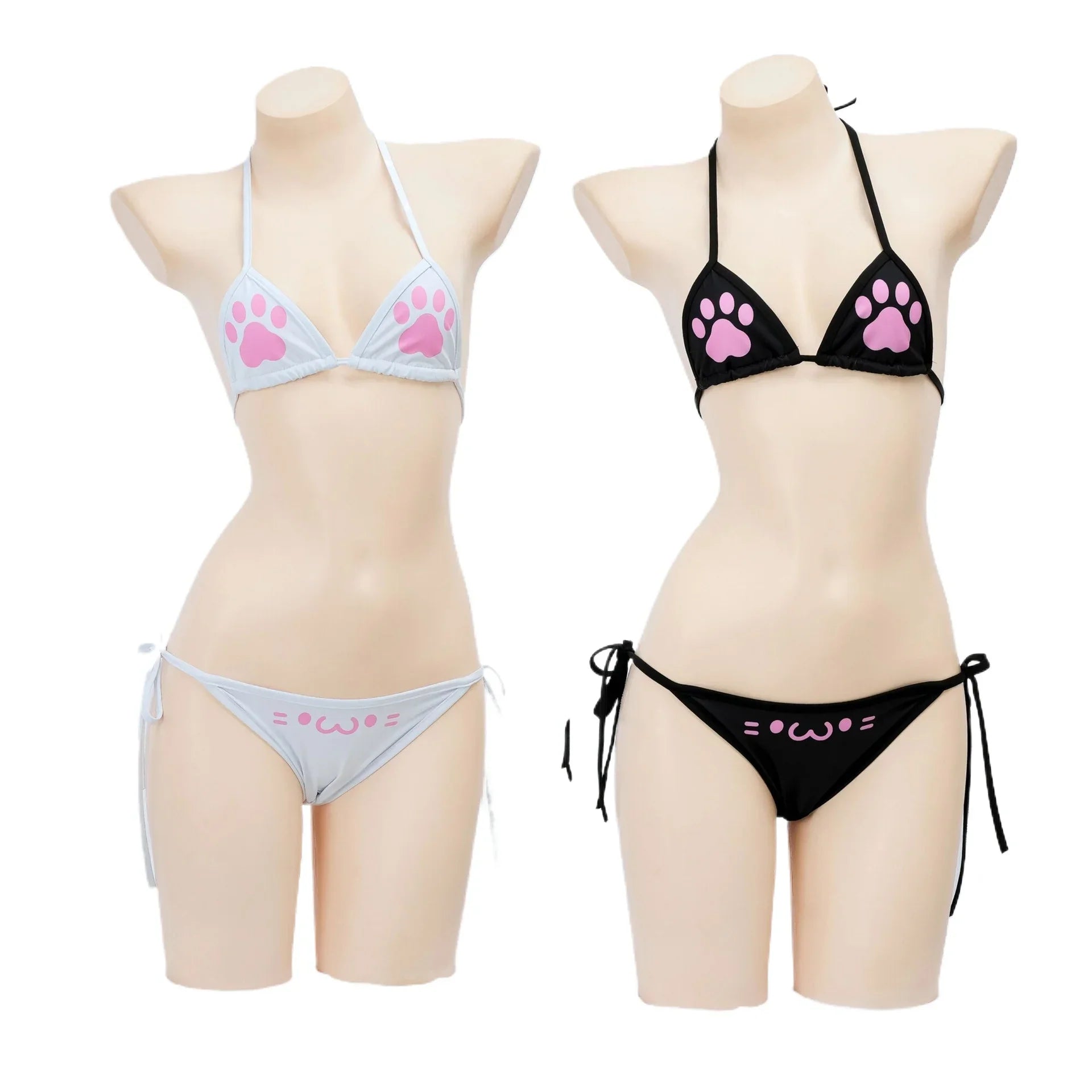 Japanese Kawaii Cat Paw Micro Bikini Set for Girl Women Bathing Suit Bandage Backless Mini Swimsuit Underwear Lingerie