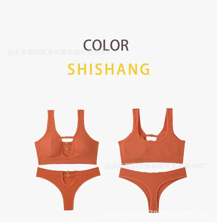 Sexy seamless underwear set push-up bra vest sports breathable push-up set