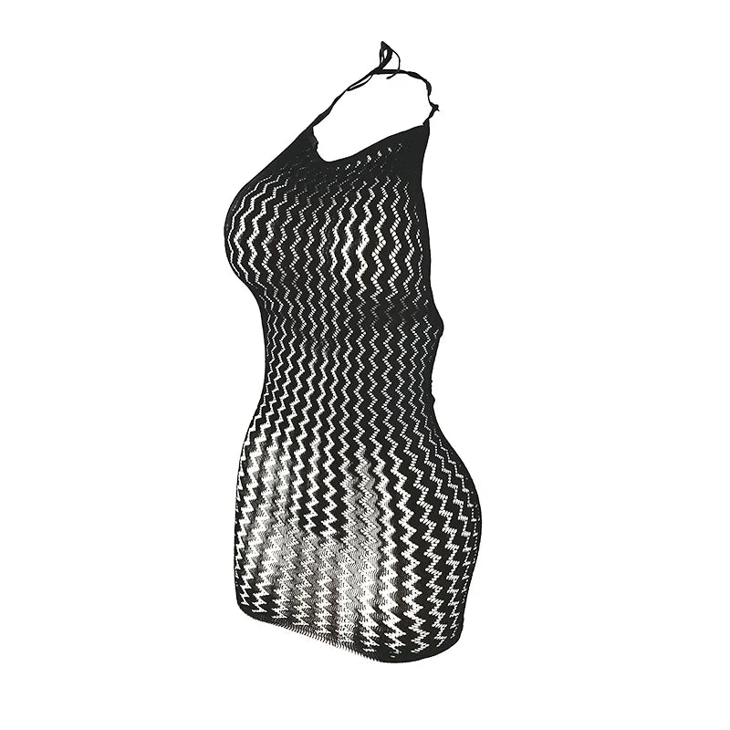 1PC Women Sexy Fishnet Beach Cover Up Hollow Out Bodycon Dress See Through Summer Swimwear