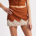 Women Lace Trim Skirt Satin Fashion Mini Skirt Low Rise Silk Y2K Short Skirt Elegant For Party Streetwear Vintage Chic Clothes