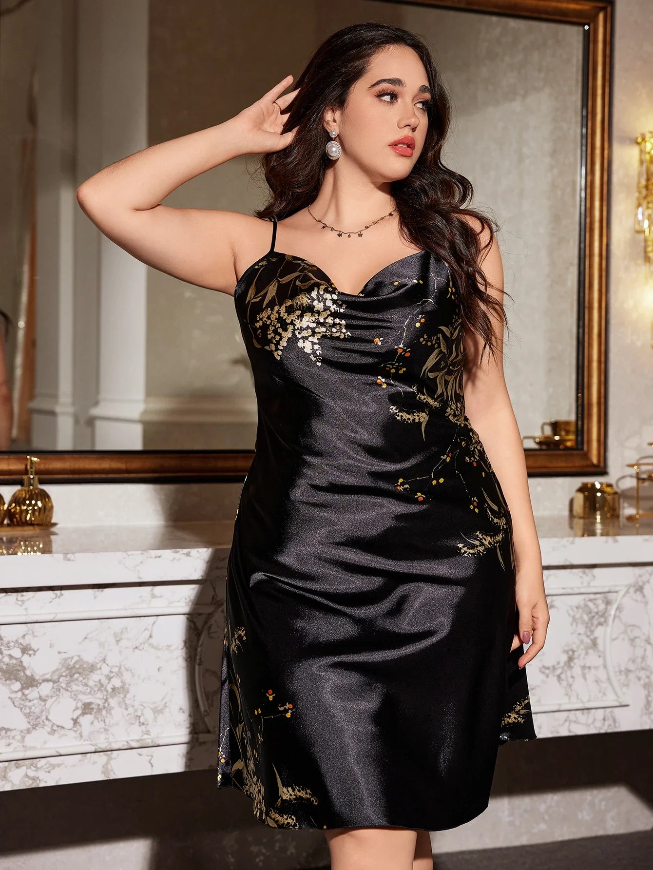 Plus Size Women's Nightdress Elegant Fashion Prints Pajamas Comfortable Snd Sexy Dress For Home Party