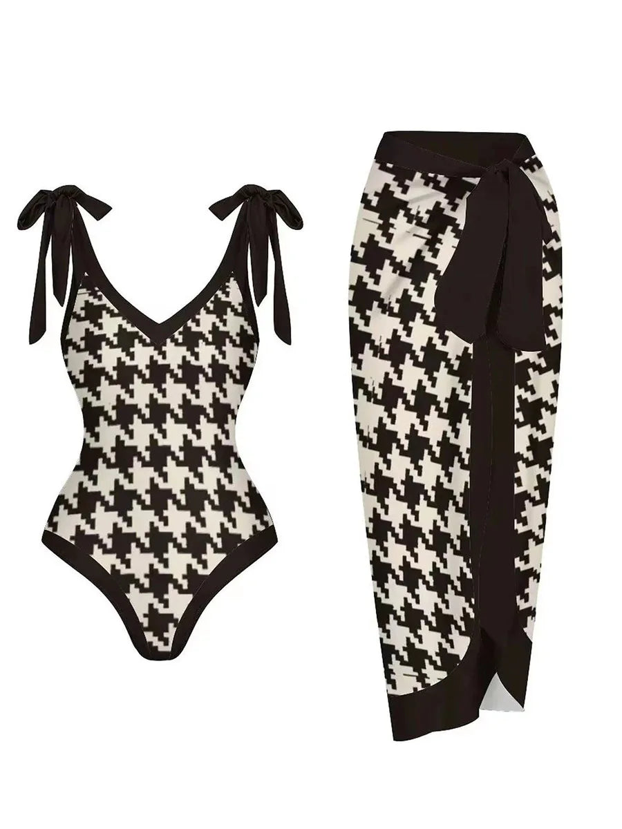 2026 String One Piece Swimsuit & Vent Skirt Padded Sexy Swimwear Women Bathing Suit Female Swimming Summer Beachwear Bodysuit