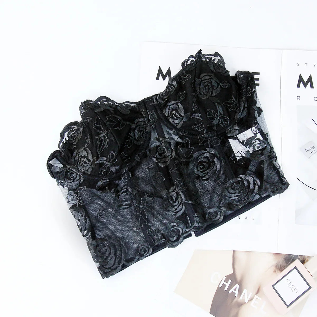 Phantasy Sexy Lace See through Crop Top Women Fashion Floral Embroidery Black Tank Top Night club Dress up 2026 Summer Outfit