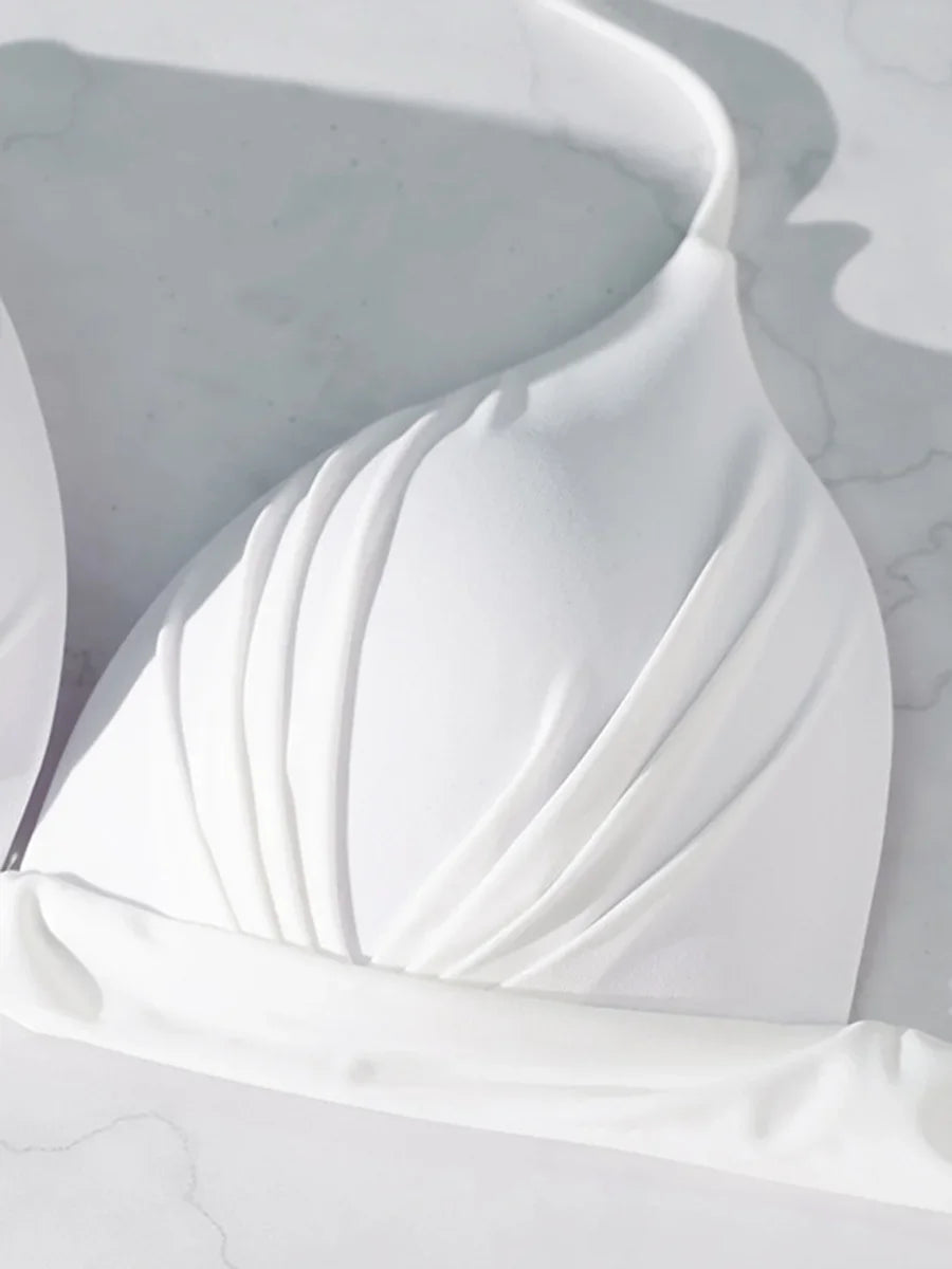 XS - XL Sexy 2025 Push Up Bra Cup Halter Bikini Top Female Swimsuit Women Swimwear Bather Bathing Suit Swim Solid Beach wear Top