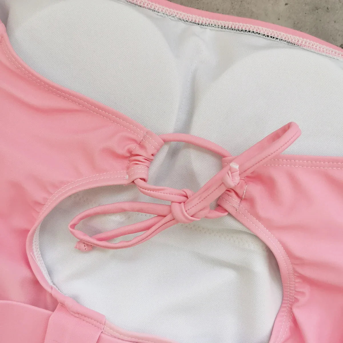 Vintage Pink Tie Dye Gradient Swimwear Women 2026 Bandeau Starfish Ornament Belt Tummy Control One Piece Swimsuit Monokini