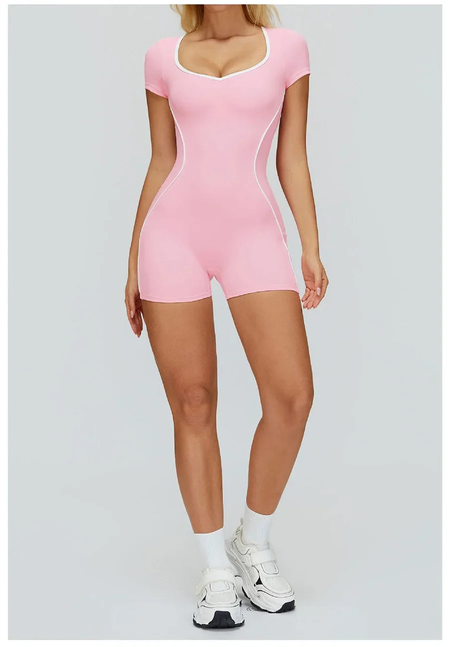 New Jumpsuit Yoga Shorts Backless Hollow Fitness Sportswear Workout Leggings One Piece Suits Sports Bodysuit Gym Women Clothes