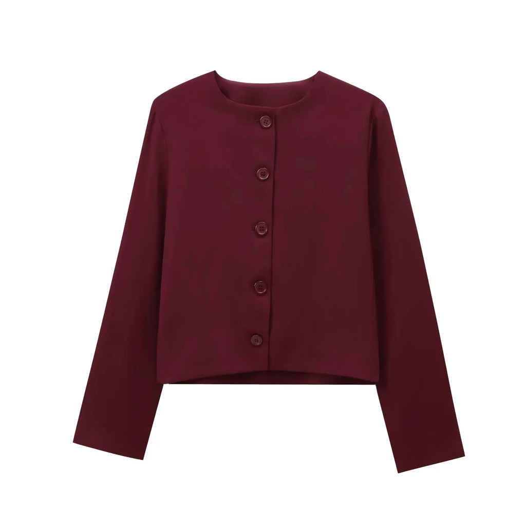 Foridol Solid O-neck Single Breasted Black Blazer Coat Women Autumn Winter Short Jacket Office Lady Vintage Buttons Veste