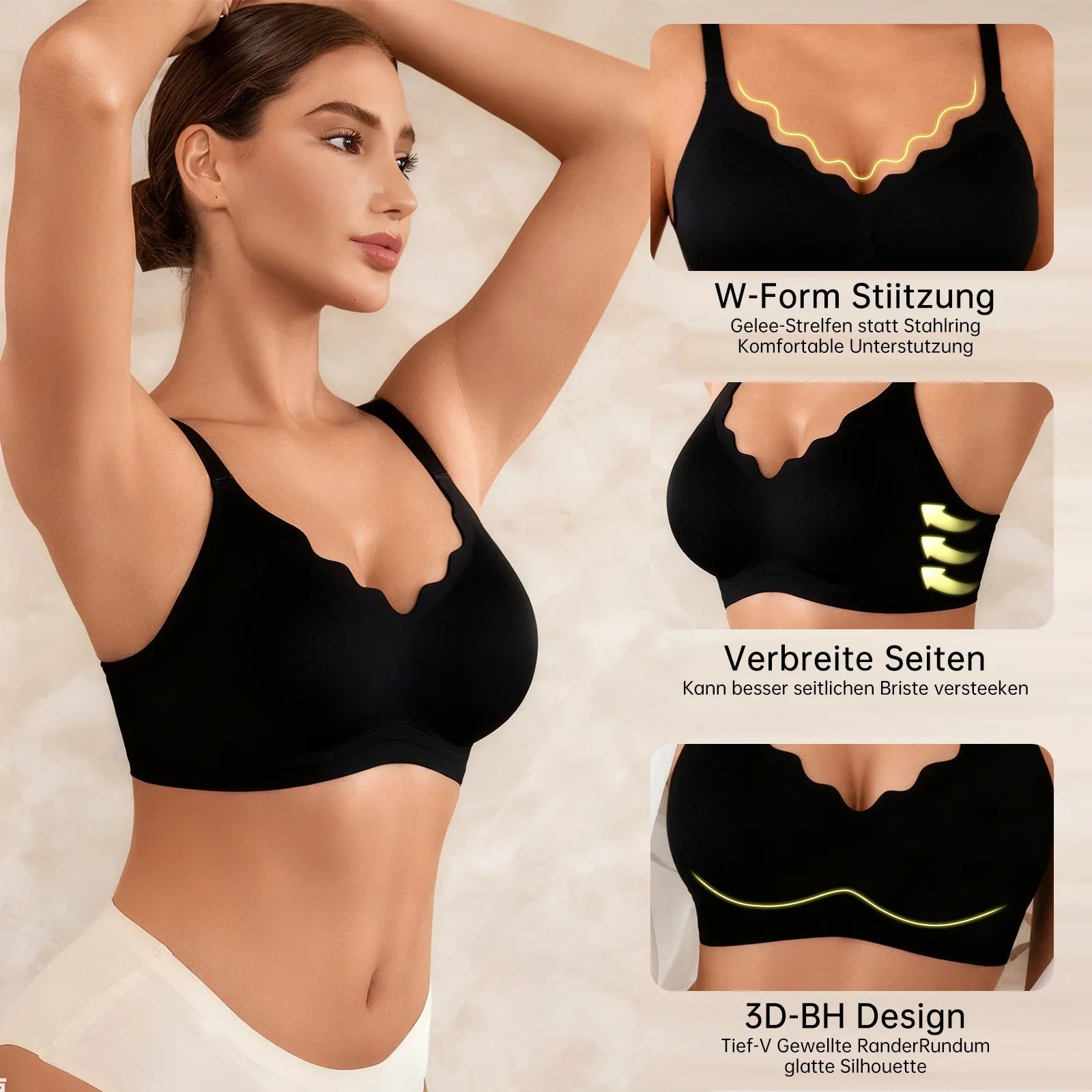 Women's Push-Up Seamless Wireless Bralette - Sexy Everyday Comfort Lingerie, Seamless U-Back Desig Yoga Fitness Dance Bra