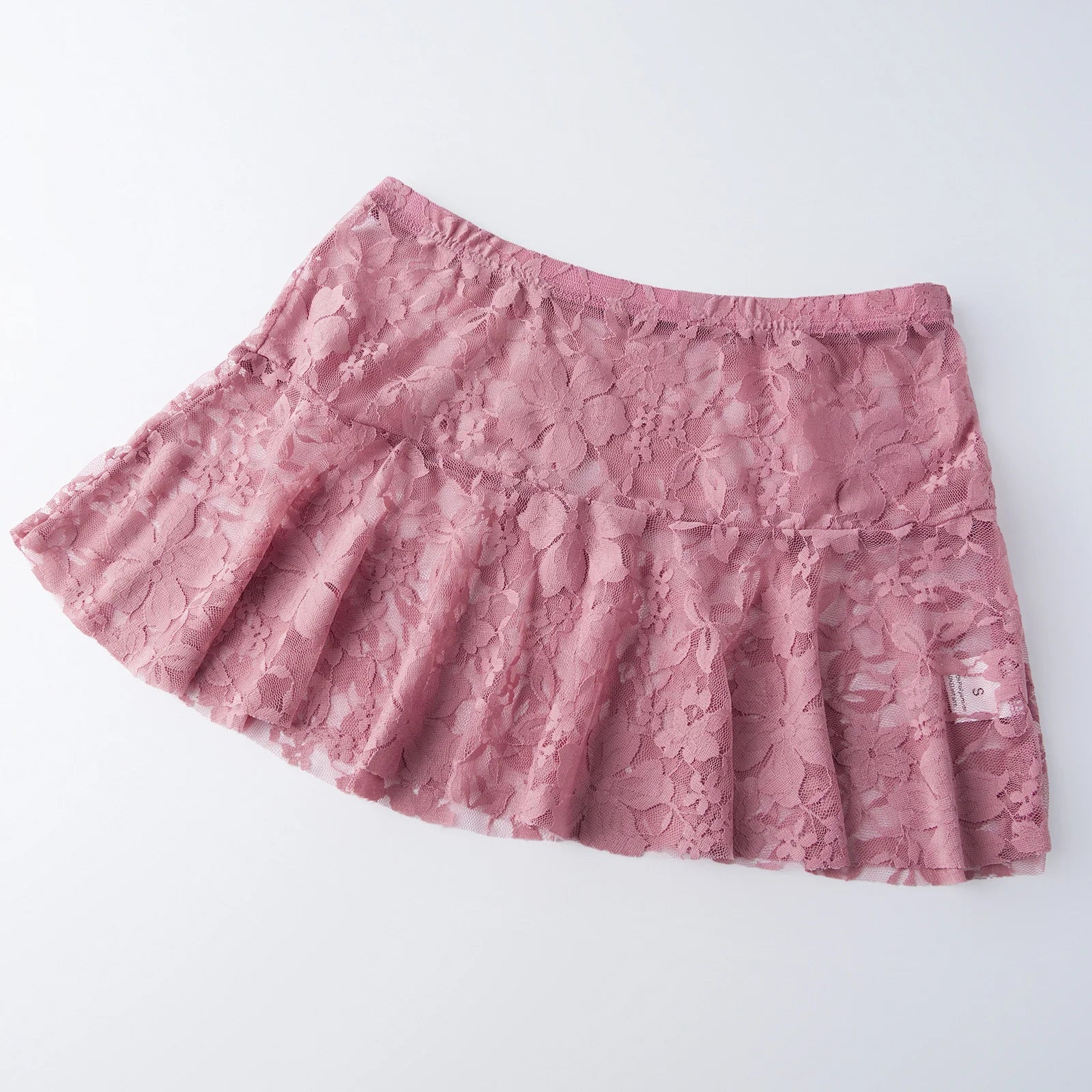 Summer Women Mini Skirts Floral Lace Sheer Elastic Waist A-line Skirt for Beach Vacation Club Cover-ups Streetwear
