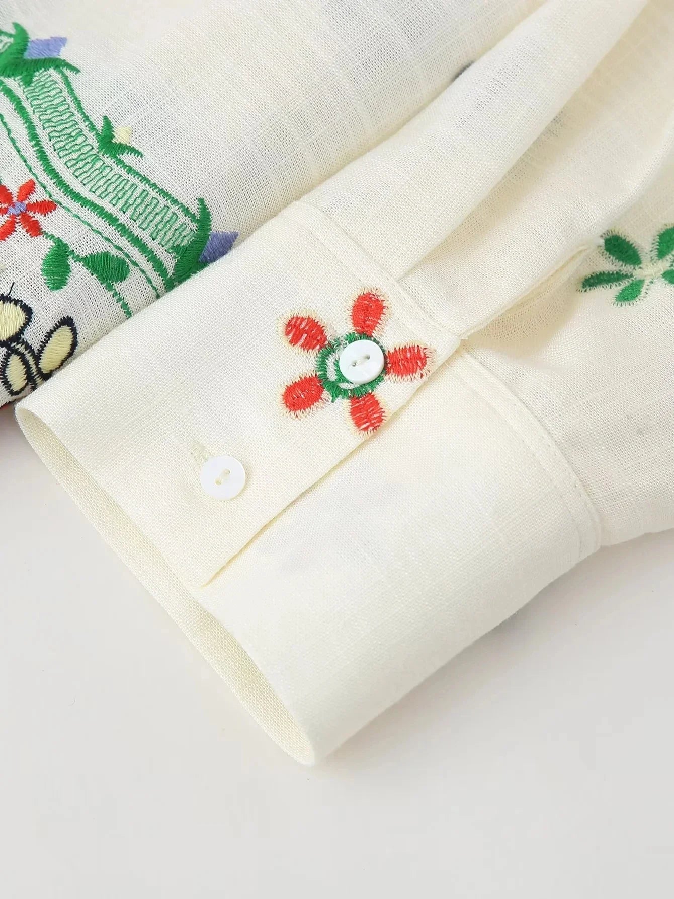 Foridol Floral Embroidery Women Shirt Pants Set Linen 2 Pcs Outfit Female Matching Set Wide Leg Pants Suit 2025 Casual Set