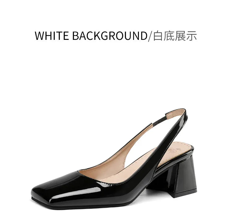 NASBAVI Slingback Sandals Summer Shoes Elegant Pink Black Nude Medium Heels Pumps Close Toe Office Party Shoe Female Large Size