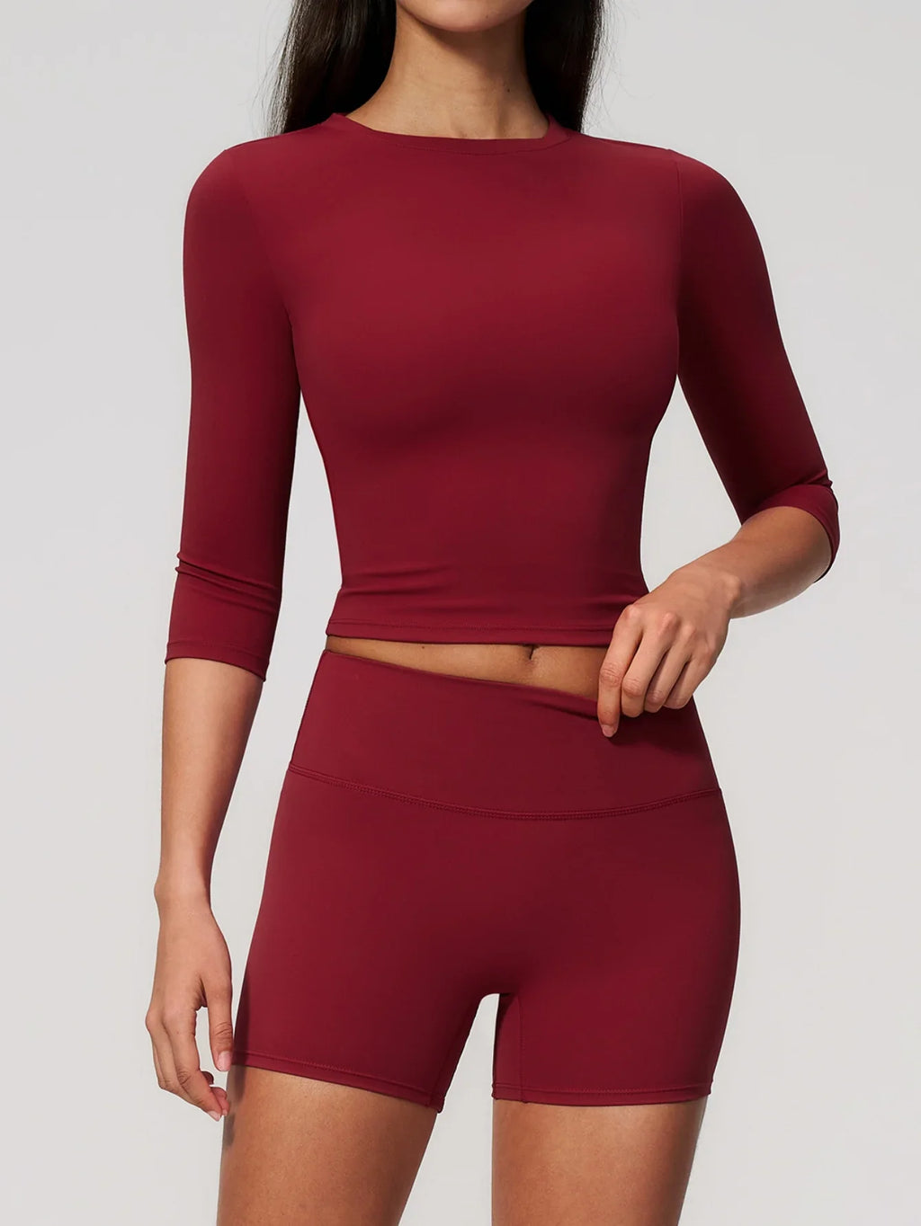 Yoga Sets Women Half Sleeve O Neck Slim Sports T Shirts High Waist Short Fitness Suit Outdoor Gym Running Workout Tracksuit