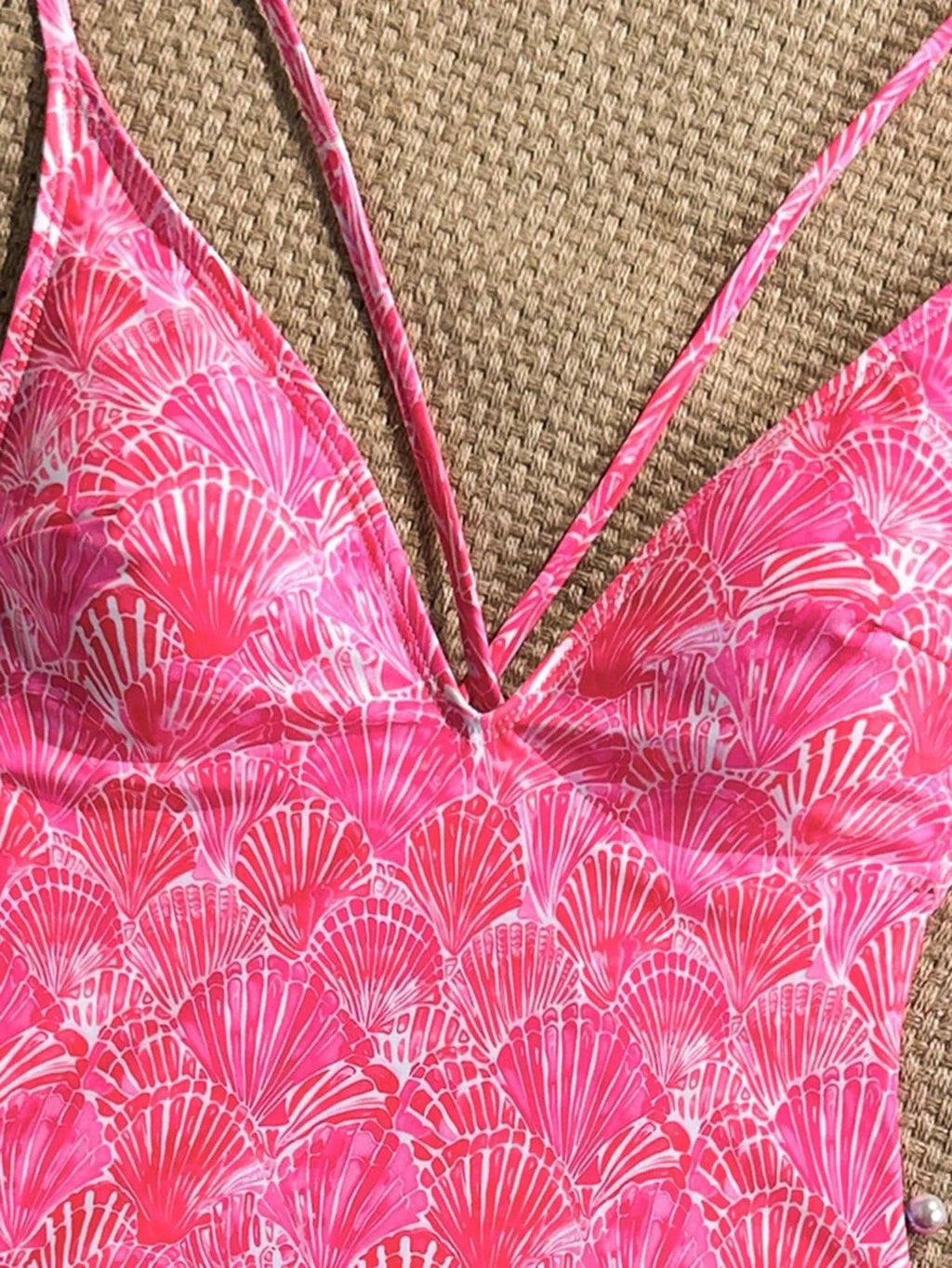 Sexy Pink Floral Print Swimwear Women 2026 Deep V Neck Slim Tummy Control One Piece Swimsuit Beach Hoiday Bathing Suit Monokini