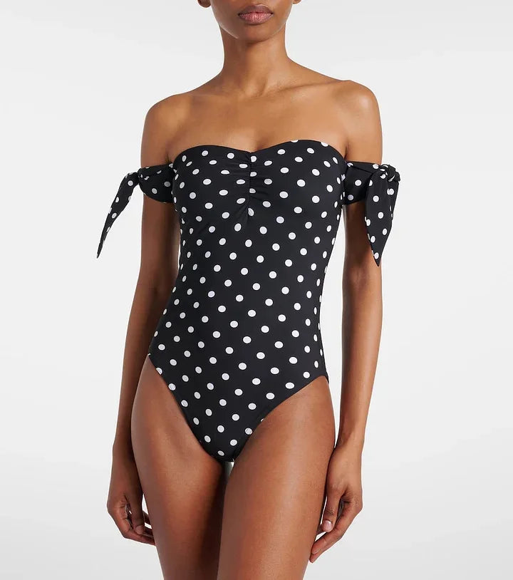 Women's Polka-Dot One Piece Swimsuit with Skirt 2025 Sexy Monkini Trendy Swimwear for Summer Beach Lovers Bathing Suit
