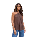 Women Tie-up Halter Tops Loose Solid Color Sleeveless Open Back Ruffled Vest Stylish Summer Streetwear