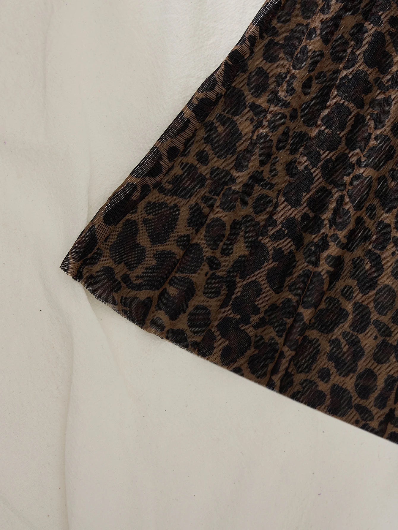 Women Leopard Print Lace Lingerie Nightgown Set Sheer Mesh Slip Dress With Thong Intimate Sleepwear ZA825233