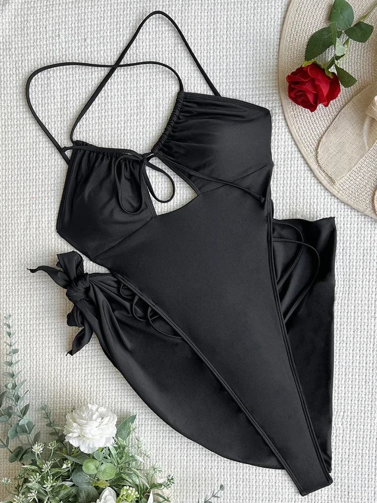 With Sarong Backless Extreme Mini Micro G String Female Swimwear One Piece Swimsuit Women High Cut Monokini Bathing Suit Swim