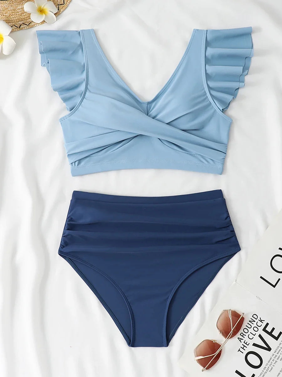2026 Ruffle Bikinis Women Sexy Swimwear Female High Wasit Swimsuit Bathers Bathing Swimming Swim Suit Beachwear Summer