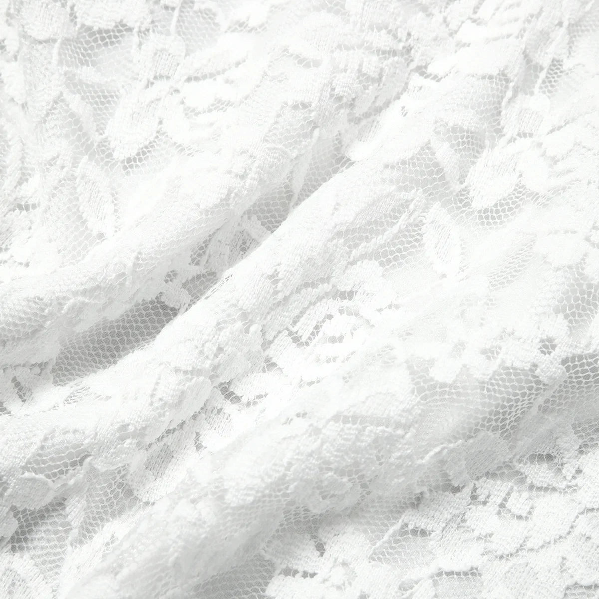 Sexy White Lace Bodysuit Women Solid Color Long Sleeve Sheer Corset Top Autumn Ruffles V Neck See Thourgh Slim Fit Jumpsuit