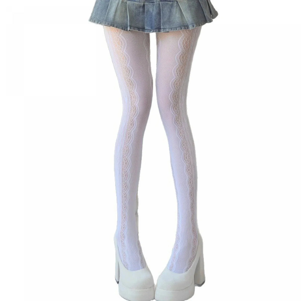 Women Y2K Lace Tights Stocking Elastic Fishnet Tights Pantyhose for Dress Date Club Cosplay Leggings Party Streetwear