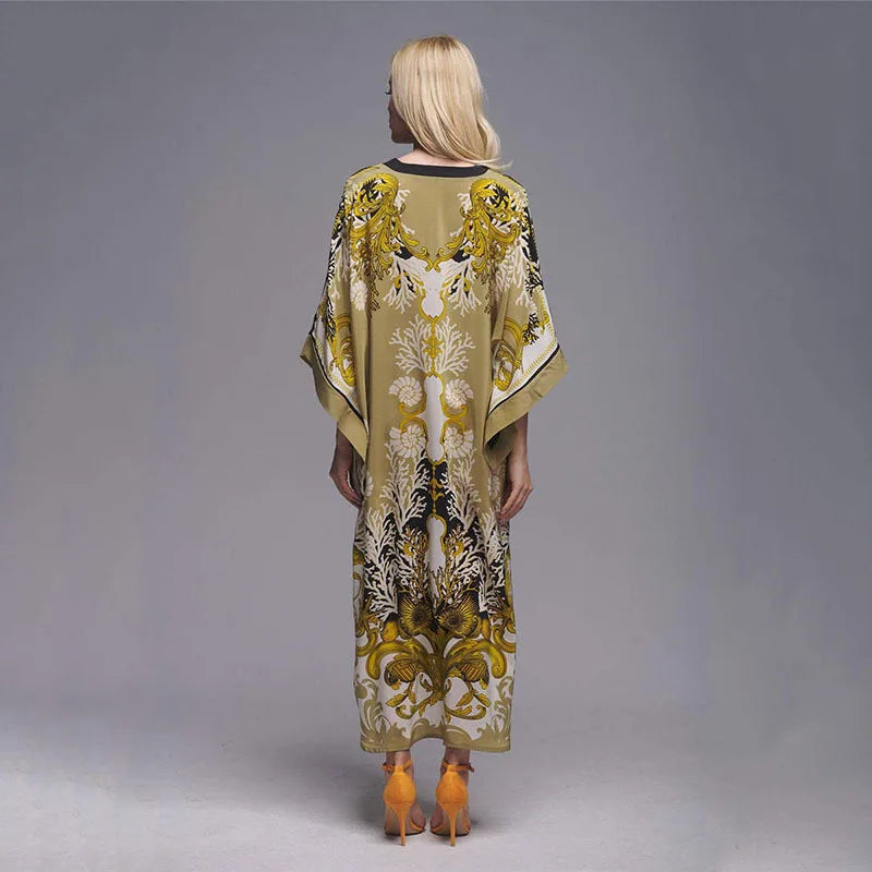 2026 Women Swimsuit Beach Cover Up dress Sleeve Kaftan Beach Tunic Long Pareos Bikinis Cover ups Summer Robe Plage Beachwear