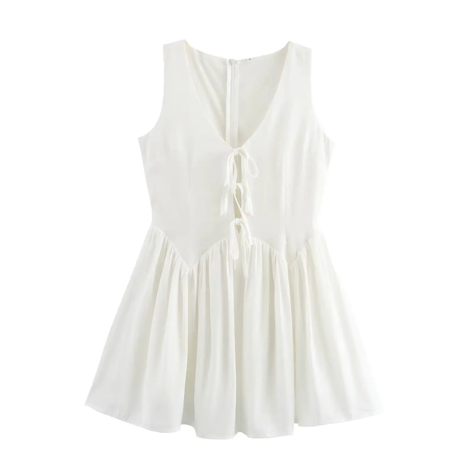 Foridol Bowknot Tie-up Summer White Dress Women Sleeveless Beach A-line Short Dress 2025 Occasion Boho New in Sundress