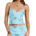 Women Backless Sequined Flower Summer Vest Beaded Halter Top Tie-up Sleeveless Camis Tops for Club Party