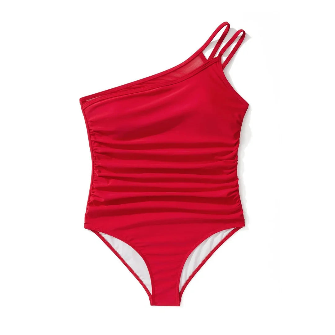 S - XXL Sexy One Shoulder High Cut Leg One Piece Swimsuit Women Swimwear Female Striped Monokini Bather Bathing Suit Swim K7096