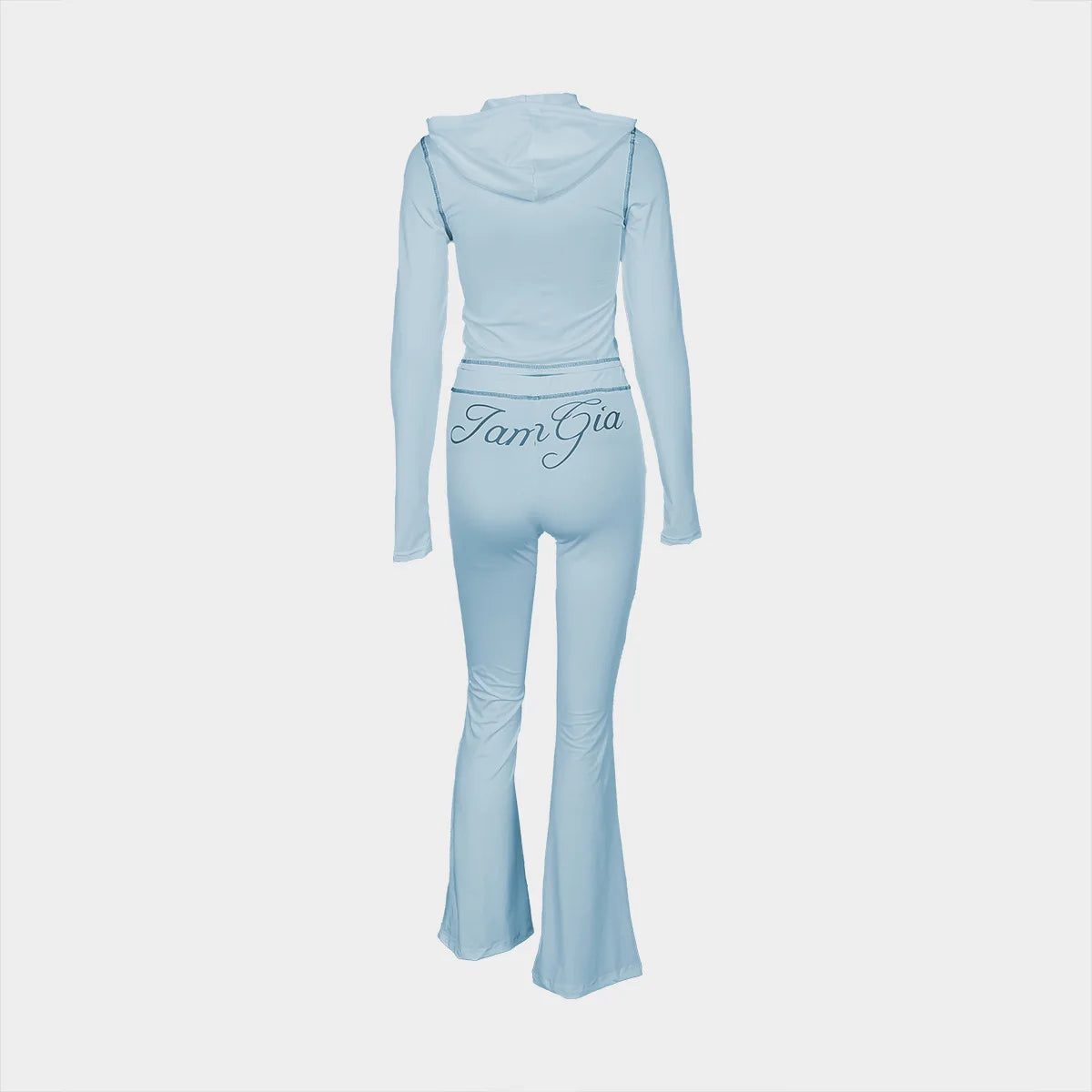 2026 New Women Ins Fashion Solid Color Sexy Straight Shoulder Contrast Stitch Long Sleeve 2 Piece Outfit
