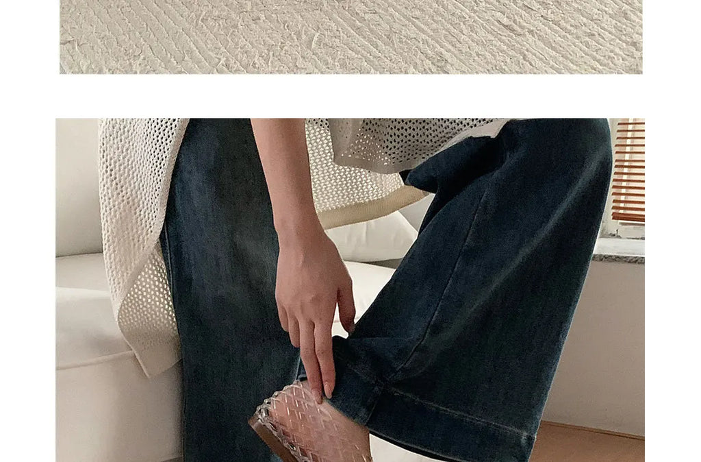 Women's New Flat Sandals with Hollow Transparent Color Mesh Jelly Shoes Woman Daily Walking Flats Plus Size 41 Soft PVC Footwear
