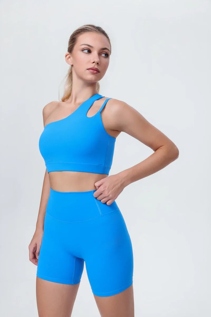 DIA FIT JOY Yoga Sports Bra Single Shoulder Irregular Strap Naked feel Sensation Beautiful Back Design Comfortable Breathable
