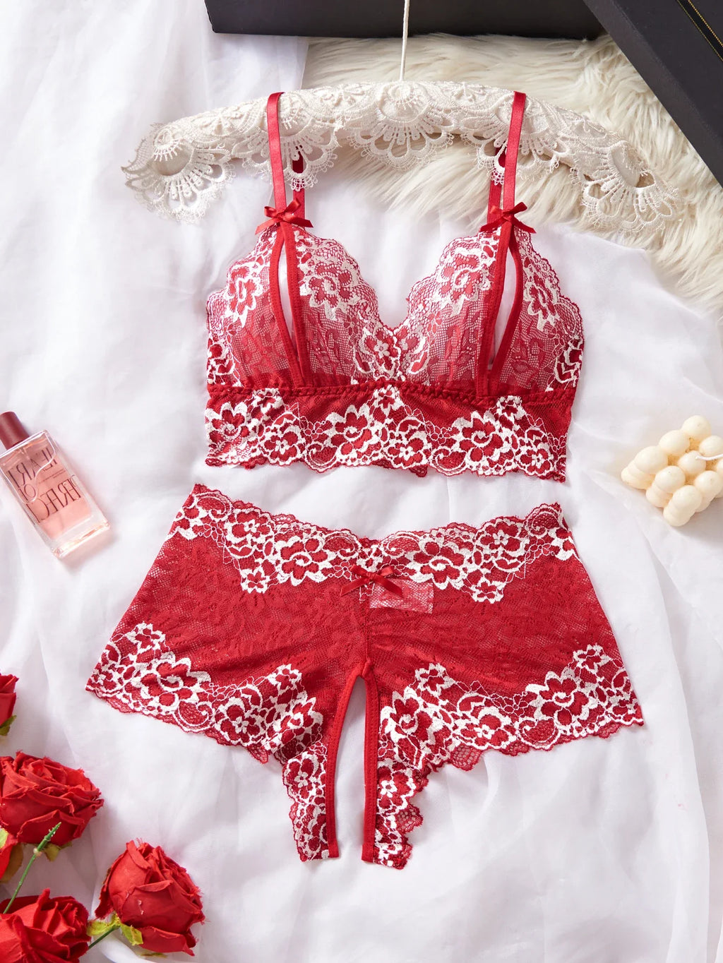 Lace Contrast Color Lingerie Bra And Panties Sets Underwear Set Women Suits
