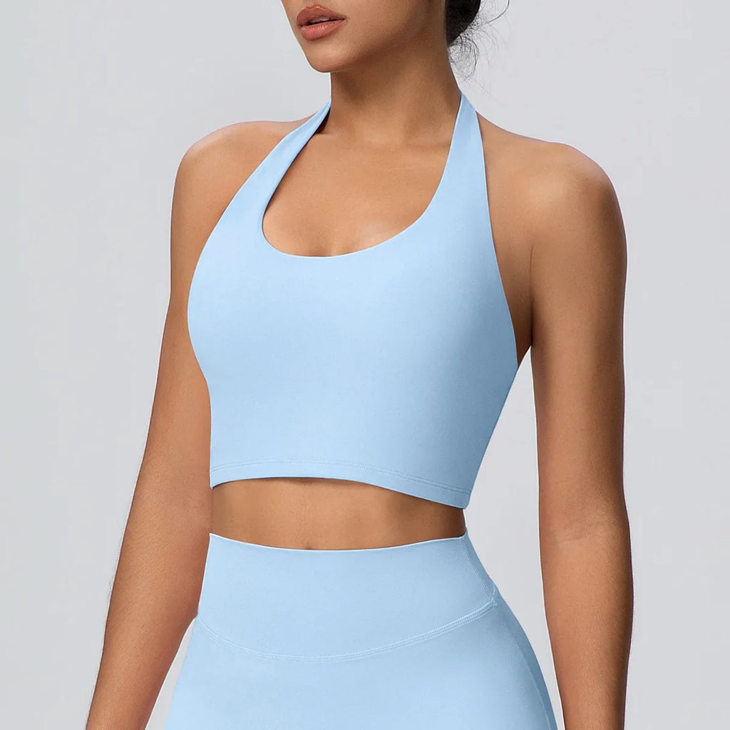 Sexy Gym Women's Sports Bra Breathable Hanging Neck Backless Sports Bra Women's Comfortable Exercise Pilates Training Yoga Top