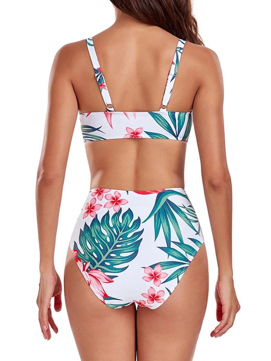 3 Pieces Strappy Bikinis 2026 Women Printed Swimsuit & Beach Dress Sexy High Waist Swimwear Female Bathing Swimming Swim Suit