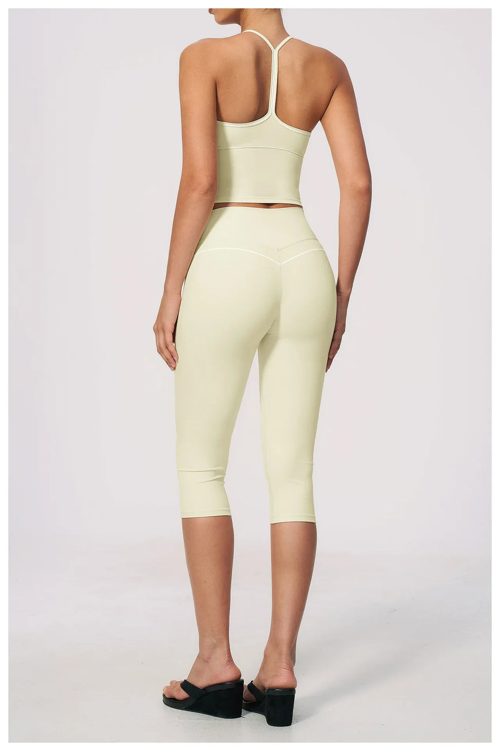 Summer Color Blocking Yoga Suit Women Tracksuit Hanging Neck V Neck Slim Sports Vest Tight Hip Lifting Capri Pants Fitness Sets