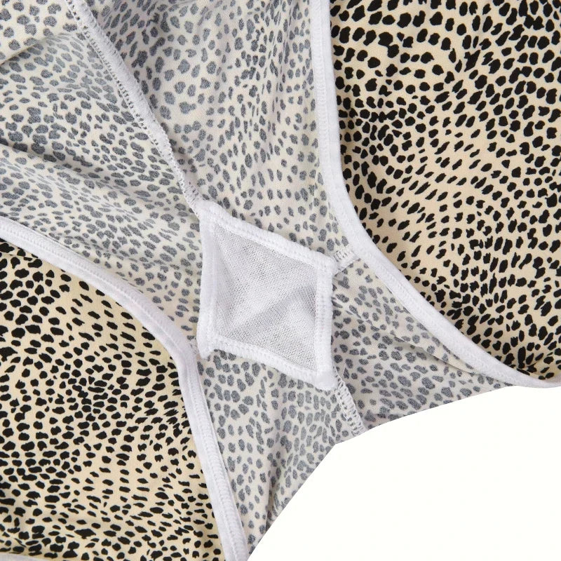 1pcs Mid Rise Leopard Print Women Boyshort Breathable Comfortable Female Underpants Lingerie Women 's Panties Underwear
