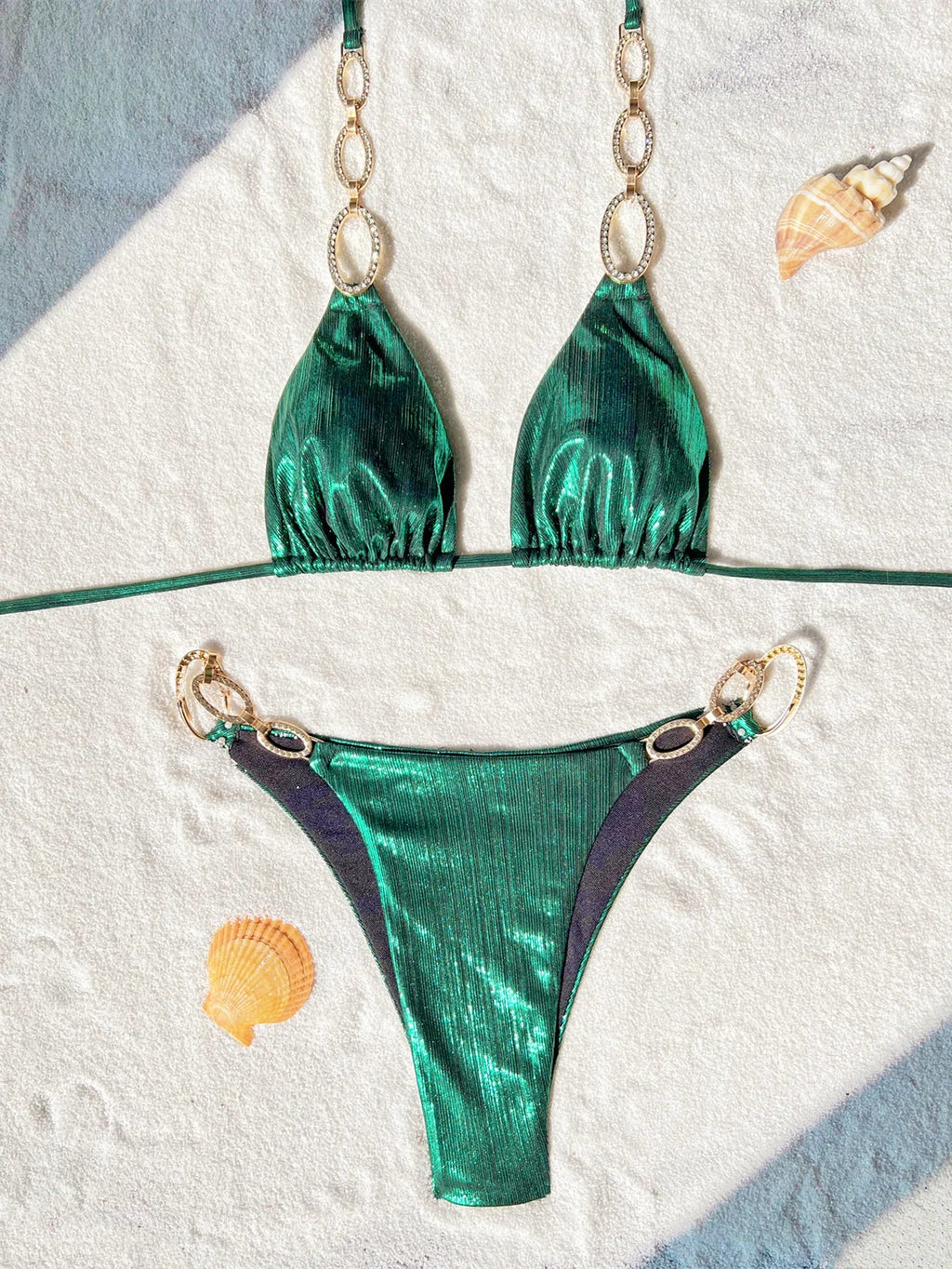 DEKA Diamond chain Bikini Set High Waist Golden Printed Women Swimwear Push Up Bikinis Swimsuit Female Biquini Bathing Suit
