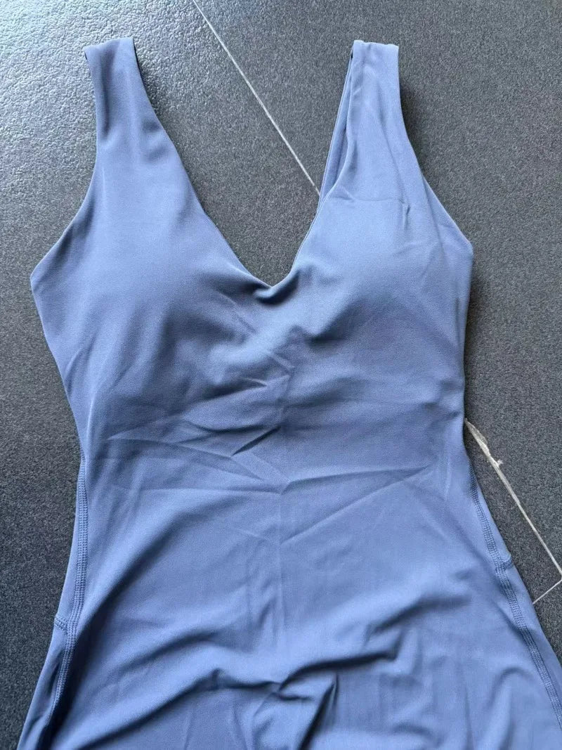 Women's Seamless Yoga Jumpsuits Sports Fitness Sleeveless Hip-lifting Flared One-piece Workout Gym Training Slim Fit Bodysuits