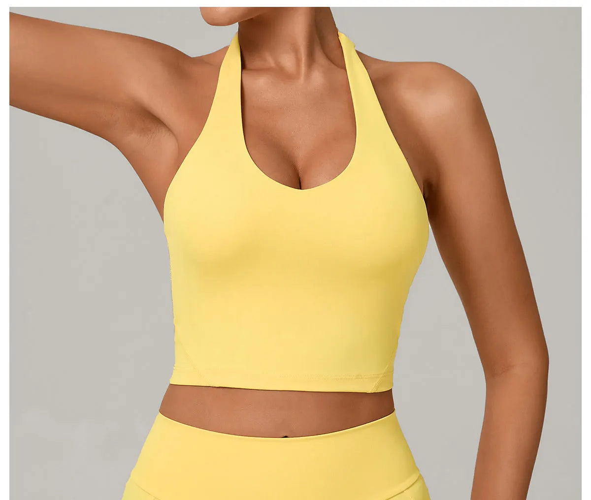 Women Fitness Sports Bra Halter Top High Support Push-up Open Back Gym Bra Shockproof Running Fitness Yoga Workout Underwear