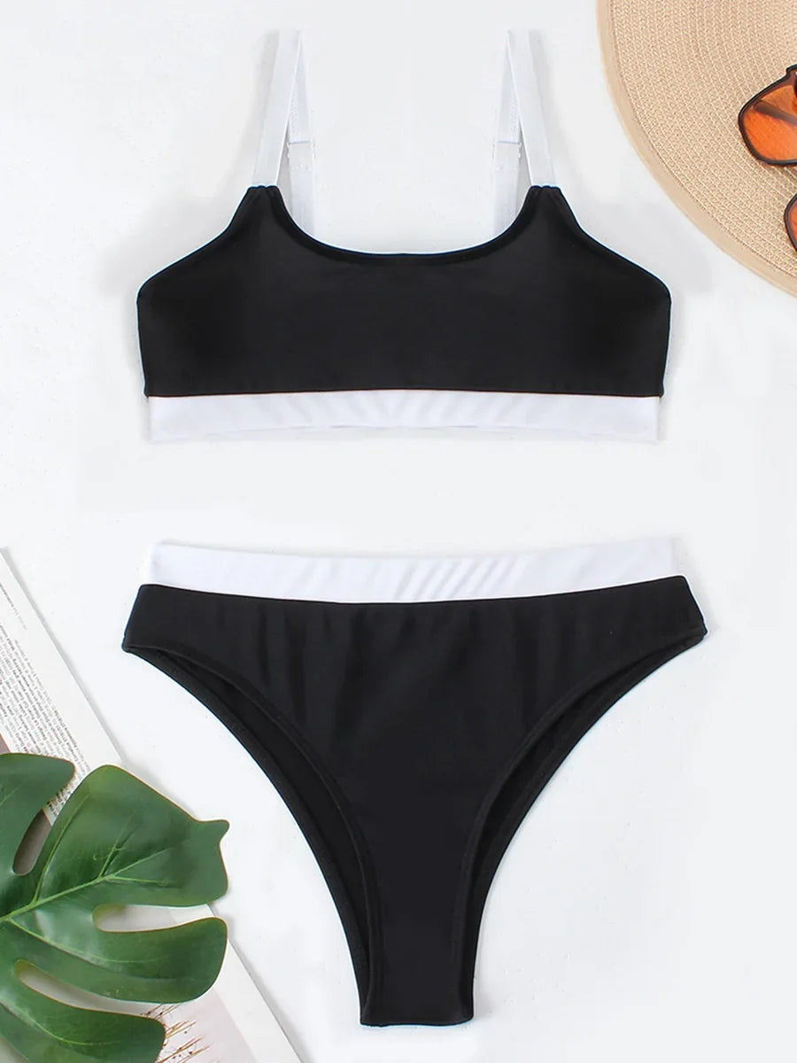 High Waist Bikini 2026 Solid Swimsuit Women Padded Swimwear Female Sports Bathers Bathing Swimming Swim Suit Beachwear