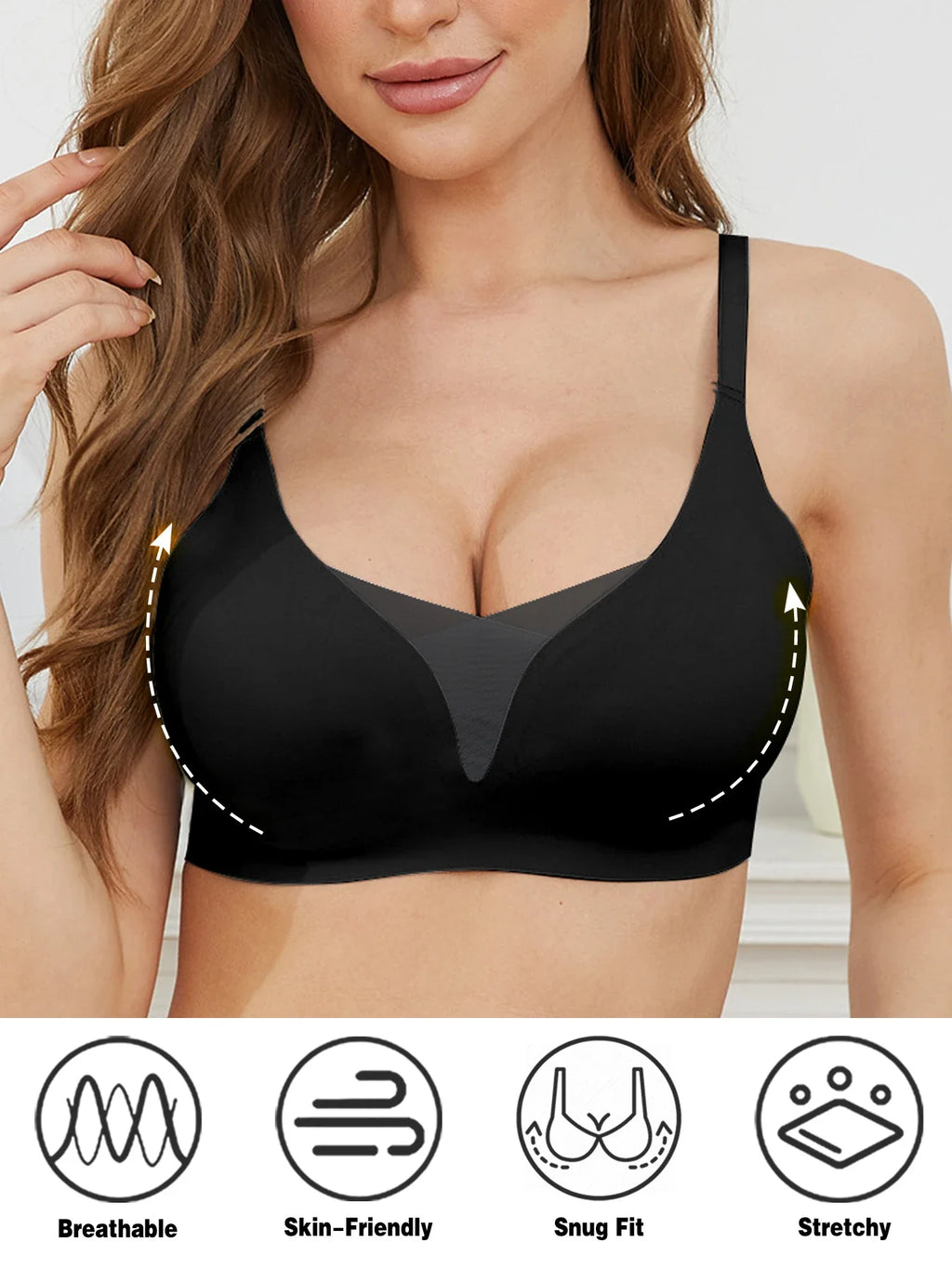 5pcs Hot Sexy Women's Wireless Push Up Bra Seamless T-Shirt Bralettes -Multi-Color, Breathable Padded, Everyday Comfort Lingerie