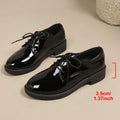 Pink Patent Leather Oxford Shoes Women Fashion Lace Up Pointed Toe Med Heel Pumps Woman Plus Size 43 Thick Heels Office Shoes