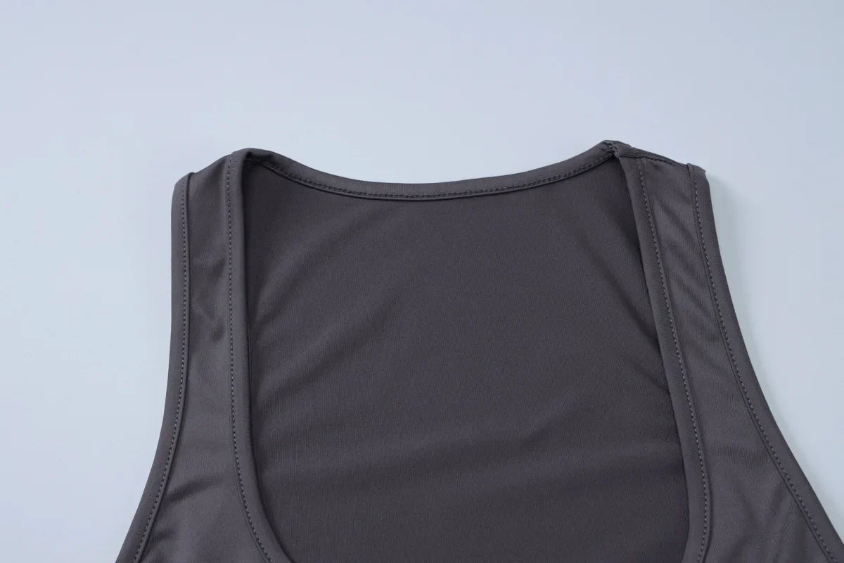 Women's Fashion Solid Tank Tops 2026 Streetwear Sleeveless T-shirt Female Square Collar Skinny Corset Y2K Girls Gray Crop Top