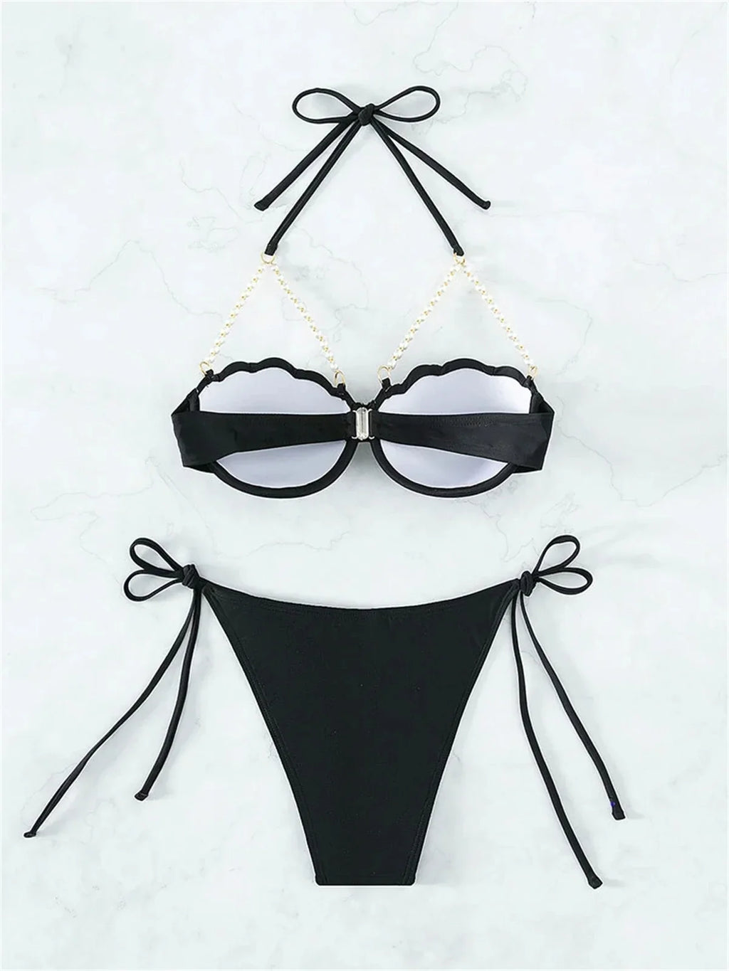 Shell Shaped Underwired Bra Cup Bikini Women Pearls Bikinis 2025 Female Swimwear Two Pieces Bikini Set Push Up Bathing Suit Swim