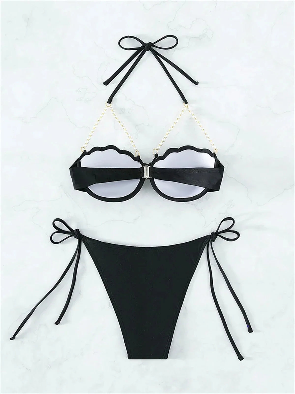 Shell Shaped Underwired Bra Cup Bikini Women Pearls Bikinis 2025 Female Swimwear Two Pieces Bikini Set Push Up Bathing Suit Swim