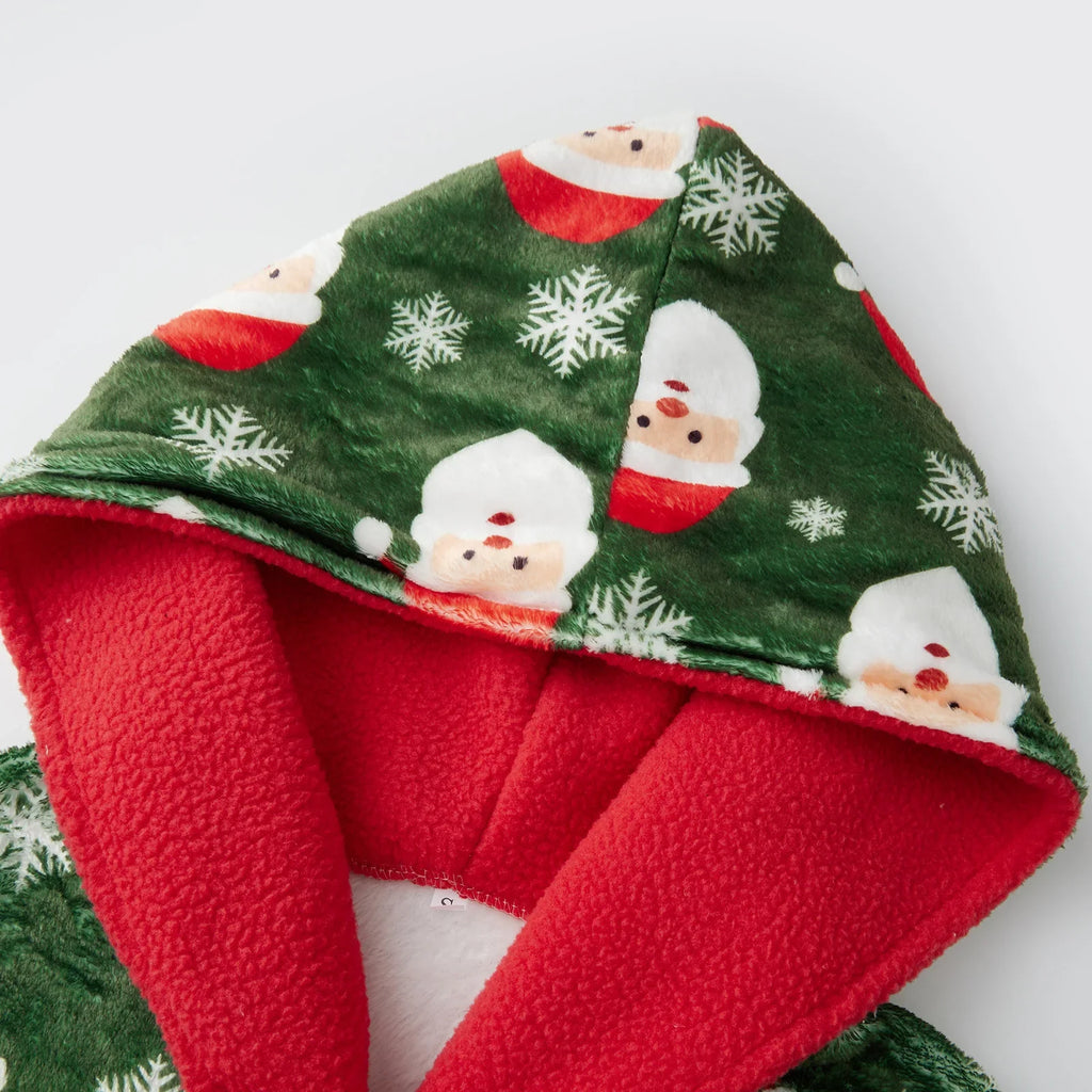 Christmas Robes for Women Soft Winter Warm Long Bathrobes Fashionable Reindeer Print Hooded Robes